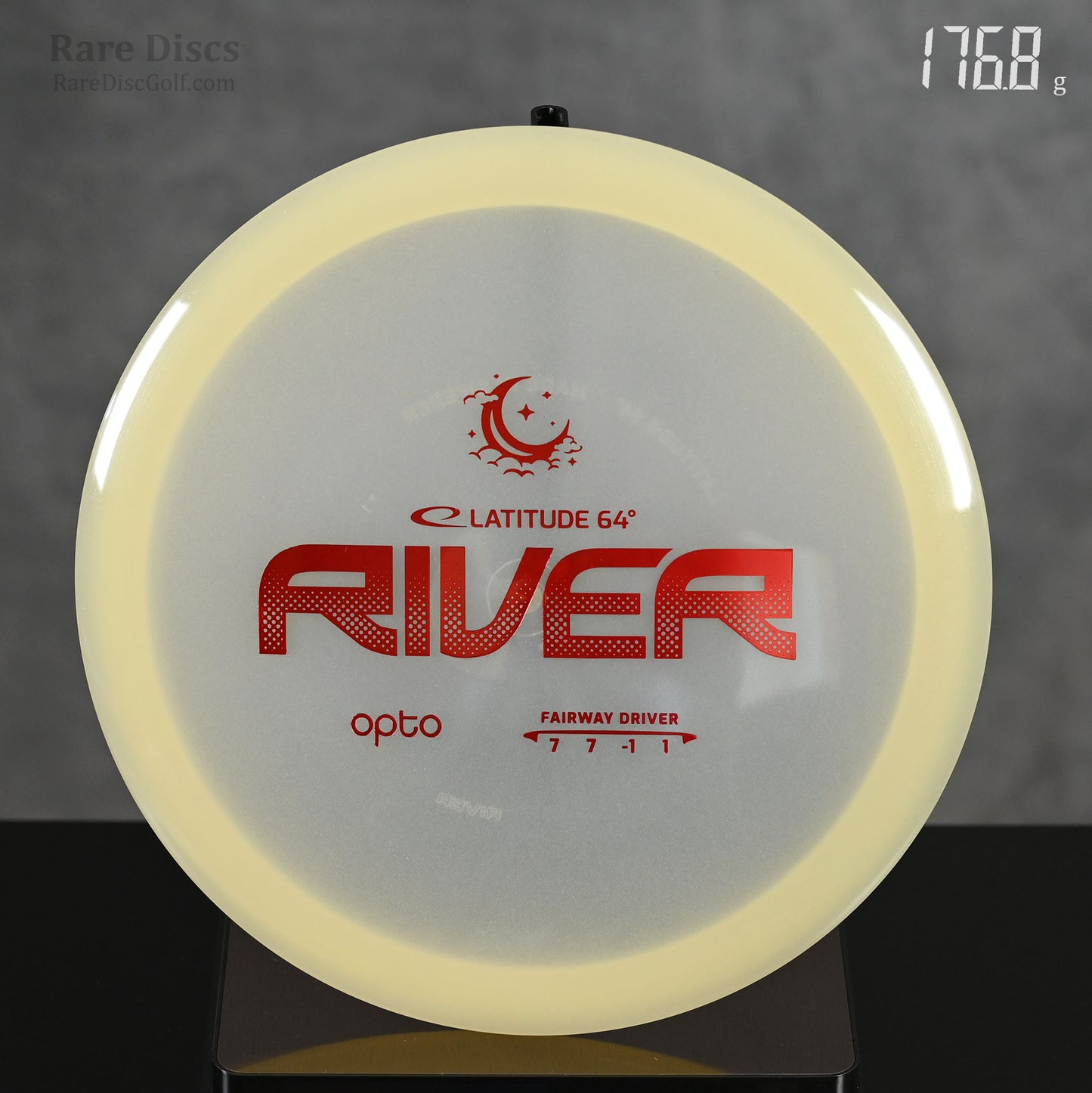 Latitude 64 River glow in the dark moonshine opto disc golf fairway driver straight flying frisbee disc.