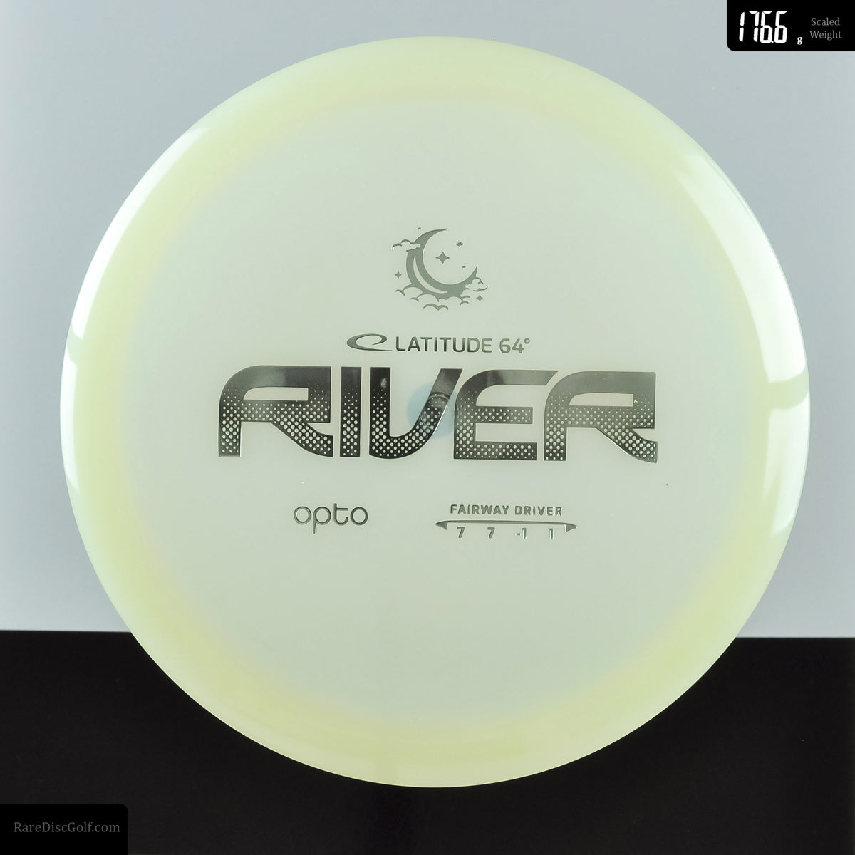 Latitude 64 River glow in the dark moonshine opto disc golf fairway driver straight flying frisbee disc.