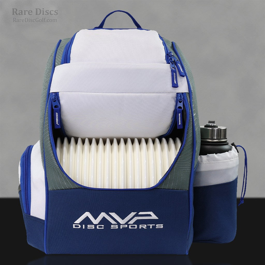 MVP disc golf backpack light blue with navy Rare Discs Canada
