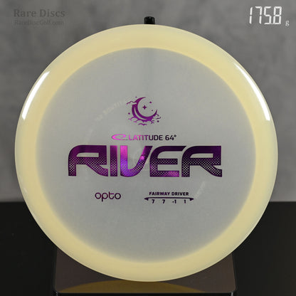 Latitude 64 River glow in the dark moonshine opto disc golf fairway driver straight flying frisbee disc. 