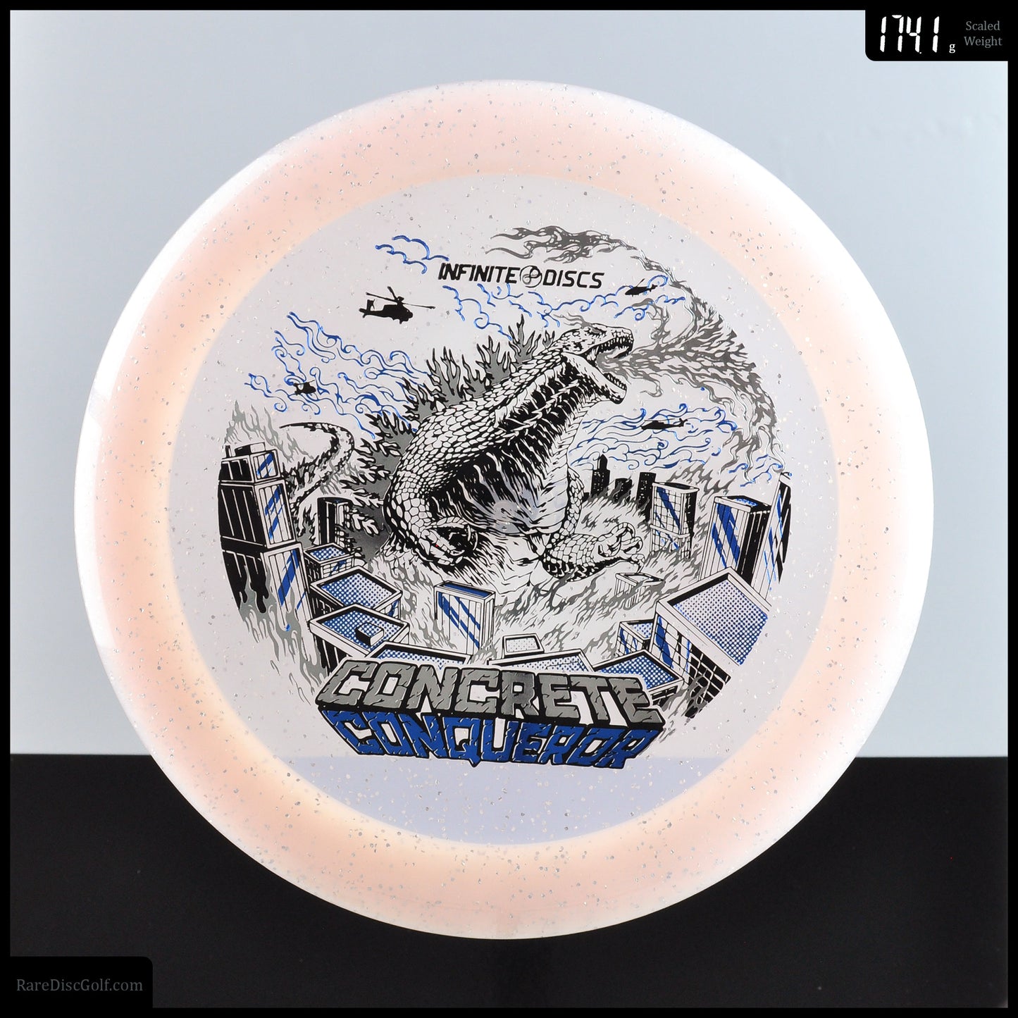 Infinite Discs concrete conqueror disc golf power driver godzilla kaiju stamp Rare Discs 