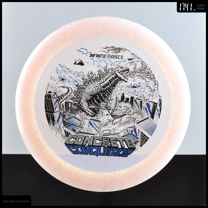 Infinite Discs concrete conqueror disc golf power driver godzilla kaiju stamp Rare Discs 