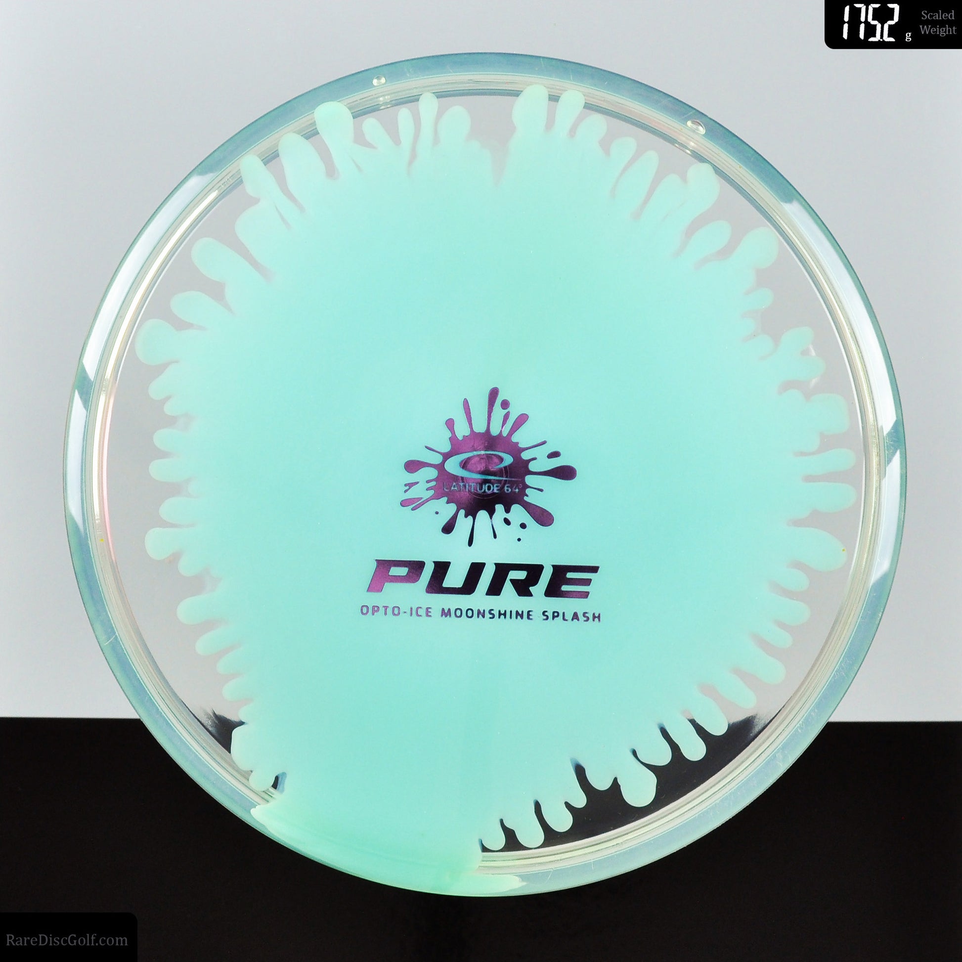 Latitude 64 Splash Pure Opto Ice Moonshine Glow clear disc golf disc