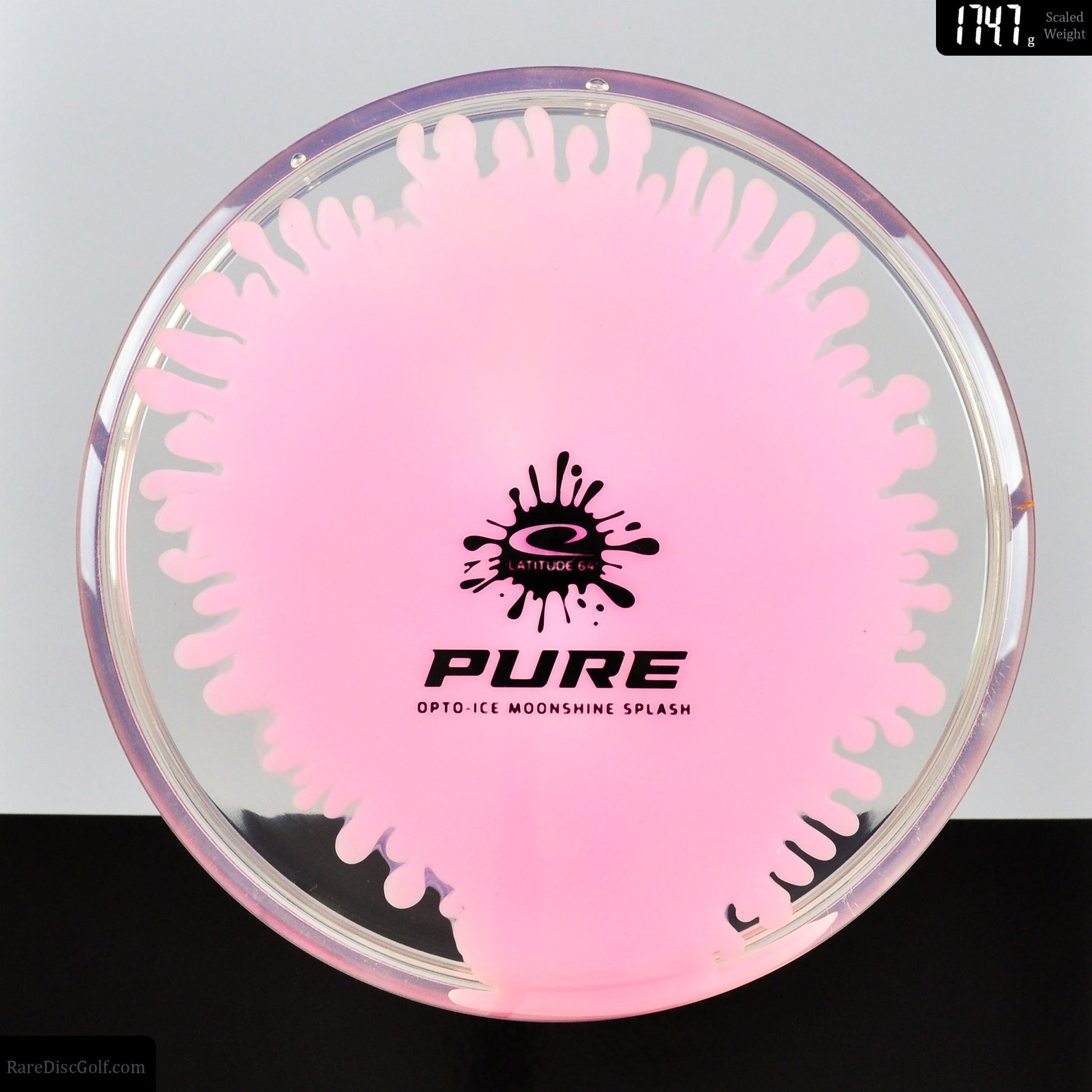 Latitude 64 Splash Pure Opto Ice Moonshine Glow clear disc golf disc