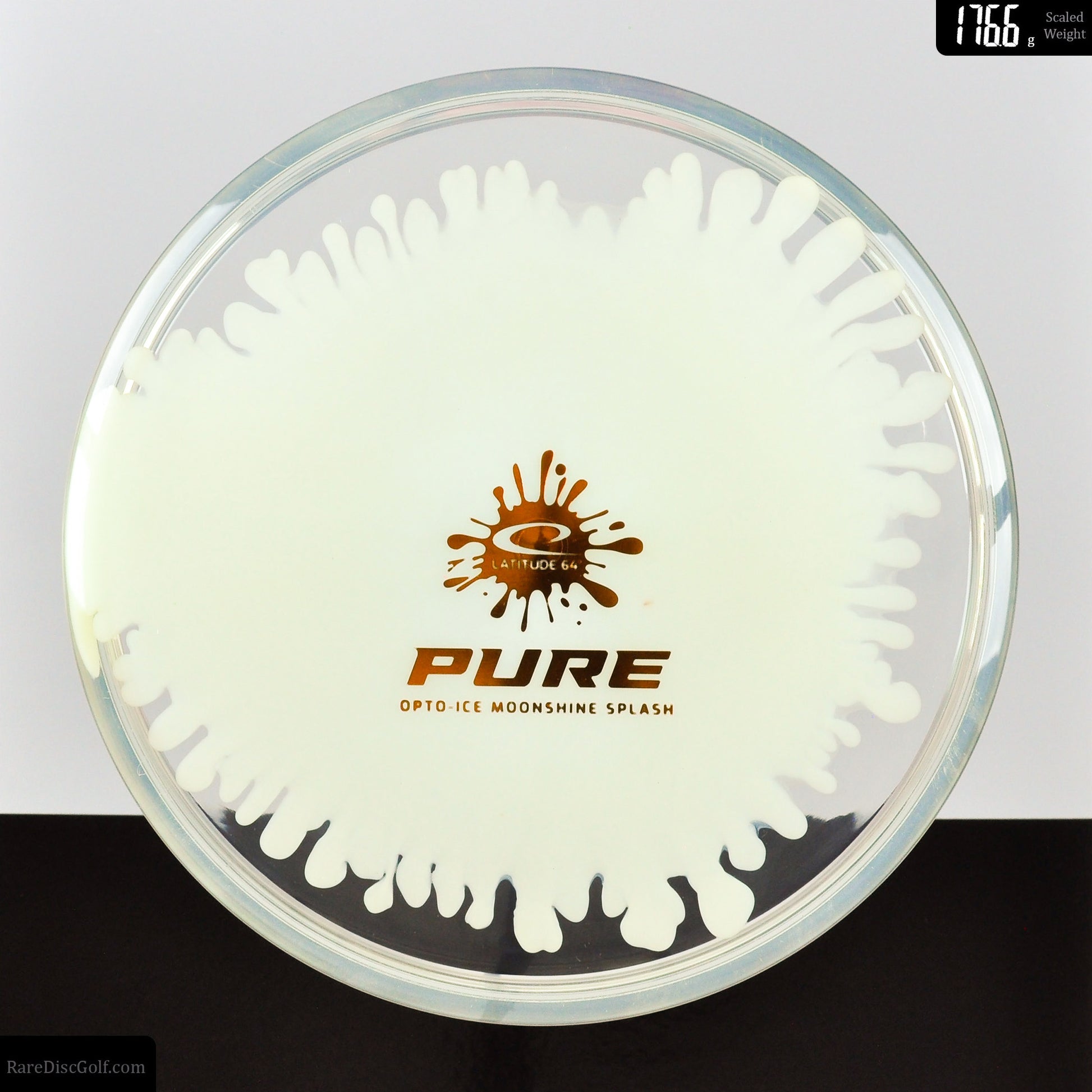 Latitude 64 Splash Pure Opto Ice Moonshine Glow clear disc golf disc