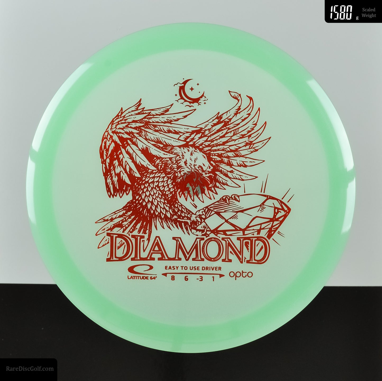 Latitude 64 Opto Moonshine Diamond easy to throw distance driver for disc golf in Glow Plastic rare discs canada
