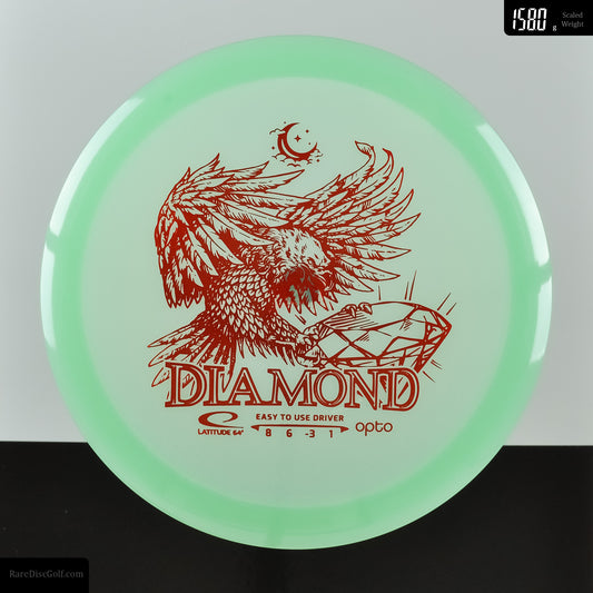 Latitude 64 Opto Moonshine Diamond easy to throw distance driver for disc golf in Glow Plastic rare discs canada