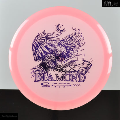 Latitude 64 Opto Moonshine Diamond easy to throw distance driver for disc golf in Glow Plastic rare discs canada