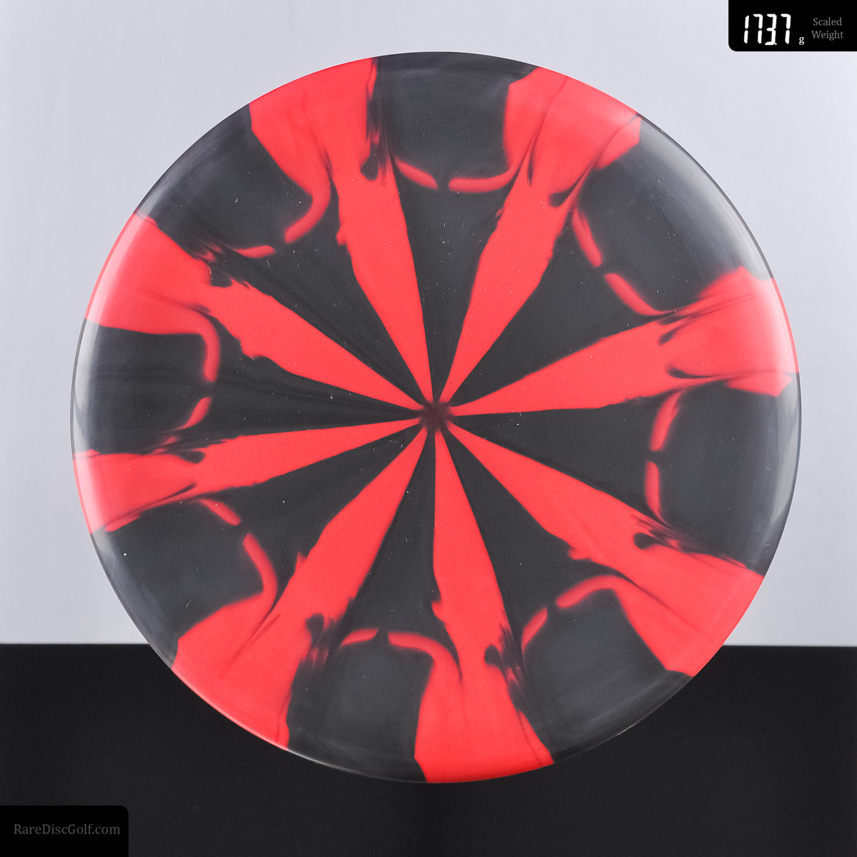 Meridian Discs Mojave Marbled Graphite Black/Red Disc Golf Putter top view Rare Discs Canada