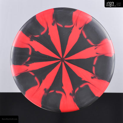 Meridian Discs Mojave Marbled Graphite Black/Red Disc Golf Putter top view Rare Discs Canada