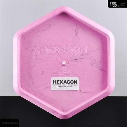 Six Sided Discs x Trash Panda swirly base hexagon recycled plastic disc golf object for throwing Rare Discs Canada  Pink