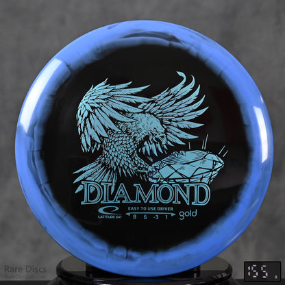 Latitude 64 Diamond Gold Orbit Inverted Stamp Black Disc Golf Frisbee Swirly Easy to Throw