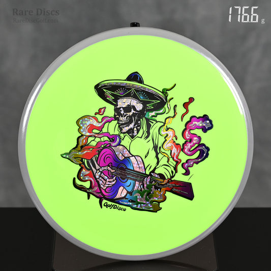 Axiom Hex straight flying disc golf midrange with skeleton sombrero guitar stamp Rare Discs Canada frisbee golf shop