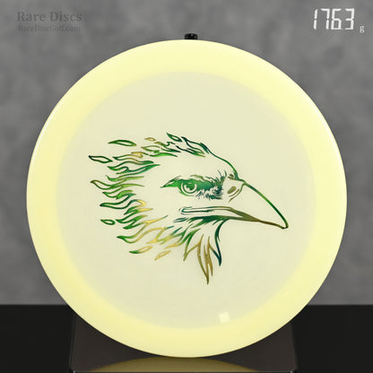 Mint Discs Phoenix overstable disc golf driver at Rare Discs Canada glow in the dark fire eagle stamp