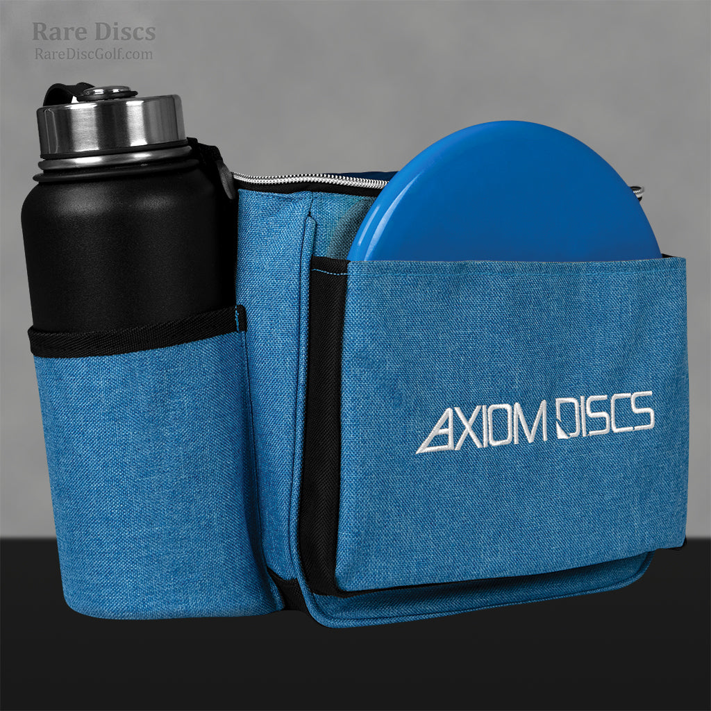 Axiom Discs shuttle bag starter shoulder bag for discgolf in Heather Blue side profile Rare Discs Canadian disc golf shop