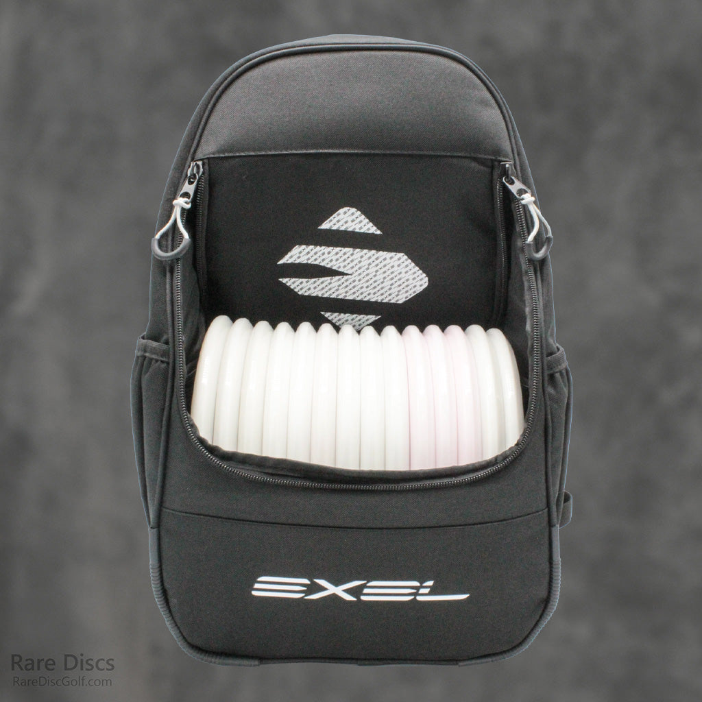 Exel E1 compact disc golf backpack for starter beginner new players Rare Discs Canada Black Front