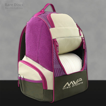 MVP Shuttle starter disc golf backpack in purple best for beginners Side View Rare Discs Canada