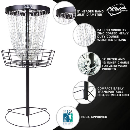 MVP Black Hole Pro with Transit Carrying Case - Disc Golf Practice Basket